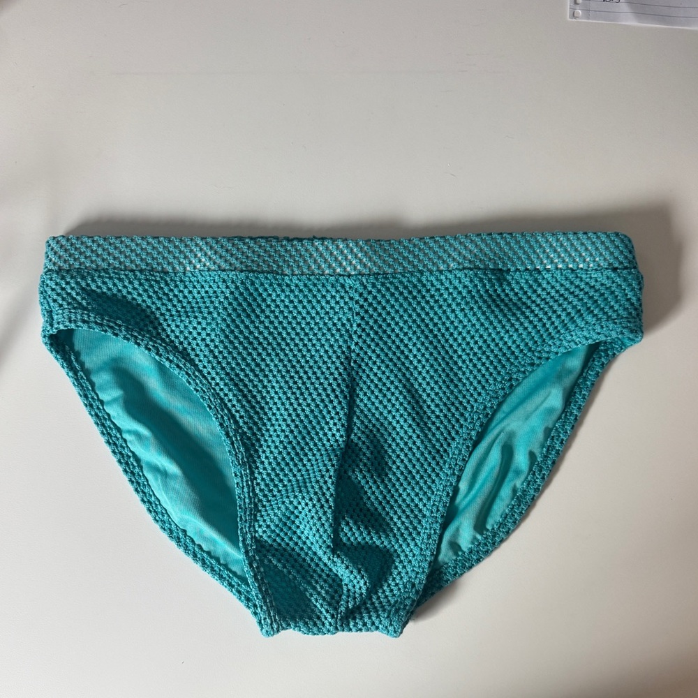 ASOS Turquoise Knit Design Swim Briefs - Picture 2 of 5